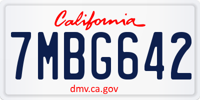 CA license plate 7MBG642