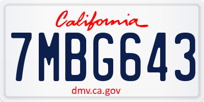 CA license plate 7MBG643