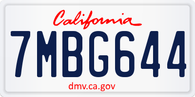 CA license plate 7MBG644