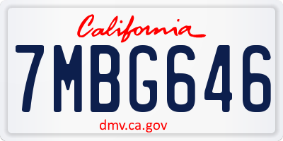 CA license plate 7MBG646