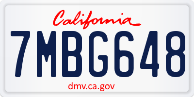 CA license plate 7MBG648