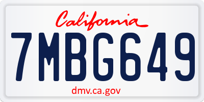 CA license plate 7MBG649