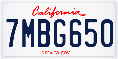 CA license plate 7MBG650