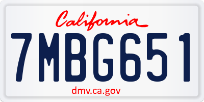 CA license plate 7MBG651