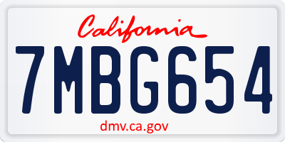 CA license plate 7MBG654