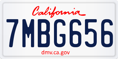 CA license plate 7MBG656