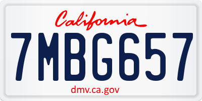 CA license plate 7MBG657