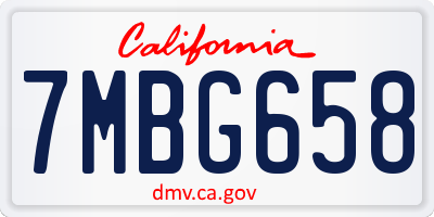 CA license plate 7MBG658