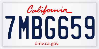 CA license plate 7MBG659