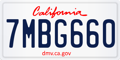 CA license plate 7MBG660