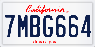 CA license plate 7MBG664