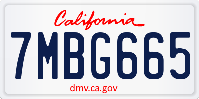 CA license plate 7MBG665
