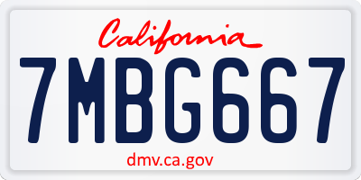CA license plate 7MBG667