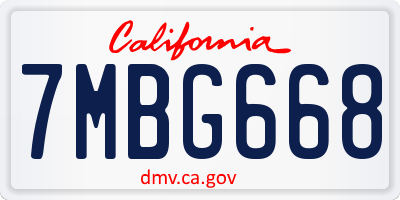 CA license plate 7MBG668