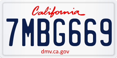 CA license plate 7MBG669