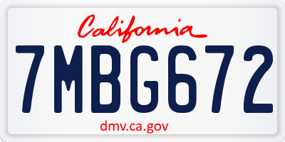 CA license plate 7MBG672