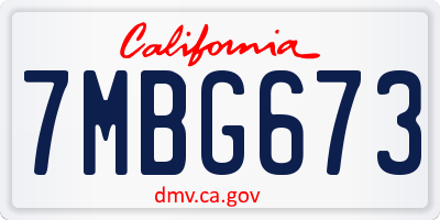 CA license plate 7MBG673