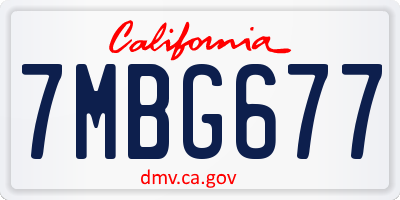 CA license plate 7MBG677