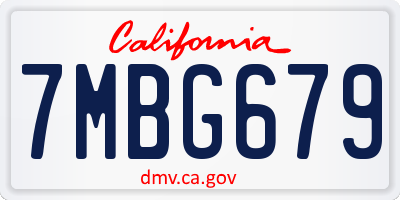CA license plate 7MBG679