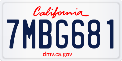 CA license plate 7MBG681