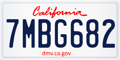 CA license plate 7MBG682
