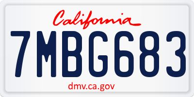 CA license plate 7MBG683