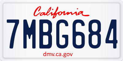 CA license plate 7MBG684