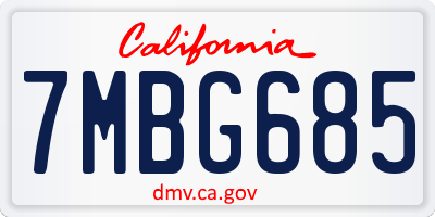 CA license plate 7MBG685