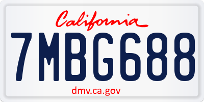 CA license plate 7MBG688