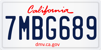 CA license plate 7MBG689
