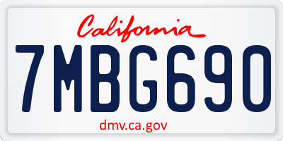 CA license plate 7MBG690