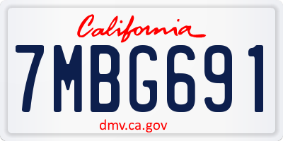 CA license plate 7MBG691