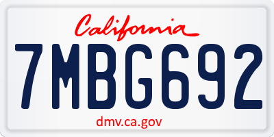 CA license plate 7MBG692