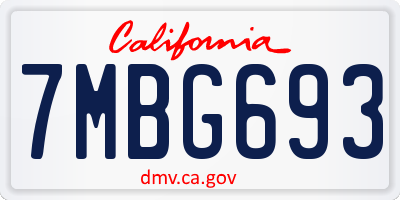 CA license plate 7MBG693