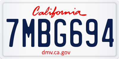 CA license plate 7MBG694
