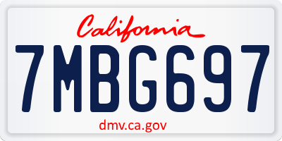 CA license plate 7MBG697