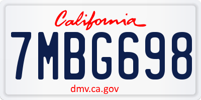 CA license plate 7MBG698