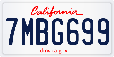 CA license plate 7MBG699
