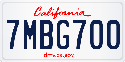 CA license plate 7MBG700