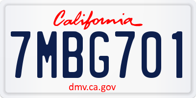CA license plate 7MBG701