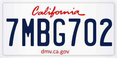CA license plate 7MBG702