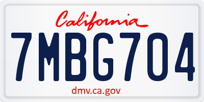 CA license plate 7MBG704