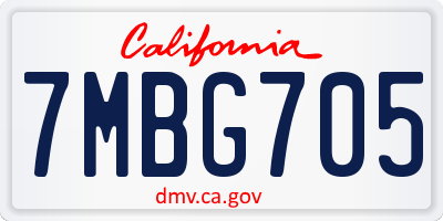 CA license plate 7MBG705