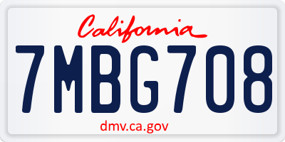 CA license plate 7MBG708