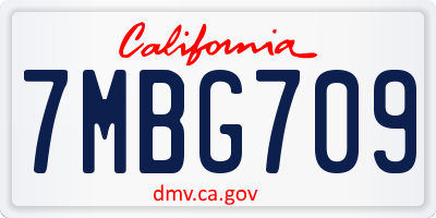 CA license plate 7MBG709