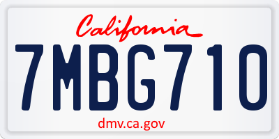 CA license plate 7MBG710