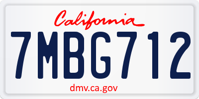 CA license plate 7MBG712