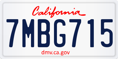 CA license plate 7MBG715