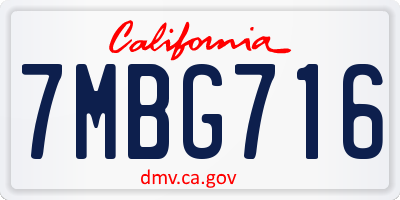 CA license plate 7MBG716