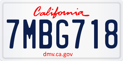 CA license plate 7MBG718